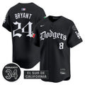 Men's Dodgers Mexico 2025 LA Gothic Style Vapor Premier Limited Jersey V2 - All Stitched - Black, Kobe Bryant