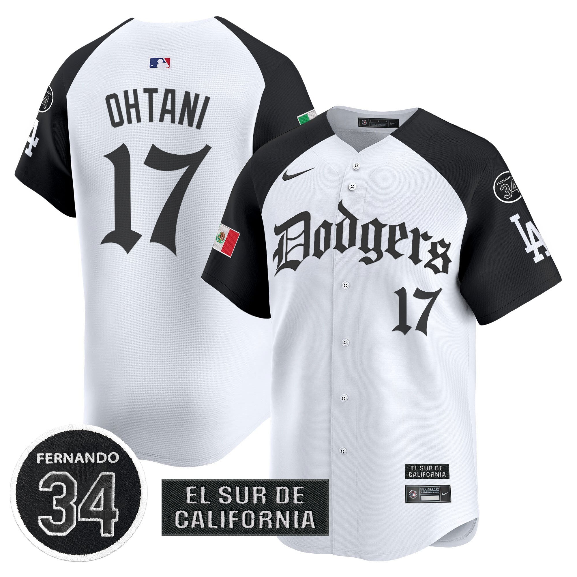 Men's Dodgers Mexico 2025 LA Gothic Style Vapor Premier Limited Jersey V2 - All Stitched - Alternate, Shohei Ohtani