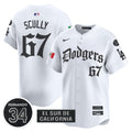 Men's Dodgers Mexico 2025 LA Gothic Style Vapor Premier Limited Jersey V2 - All Stitched - White, Vin Scully