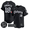 Men's Dodgers Mexico 2025 LA Gothic Style Vapor Premier Limited Jersey V2 - All Stitched - Black, Yamamoto