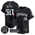 Men's Dodgers Mexico 2025 LA Gothic Style Vapor Premier Limited Jersey V2 - All Stitched - Black, Mookie Betts