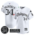 Men's Dodgers Mexico 2025 LA Gothic Style Vapor Premier Limited Jersey V2 - All Stitched - White, Fernando Valenzuela