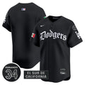 Men's Dodgers Mexico 2025 LA Gothic Style Vapor Premier Limited Jersey V2 - All Stitched - Black, Team