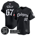 Men's Dodgers Mexico 2025 LA Gothic Style Vapor Premier Limited Jersey V2 - All Stitched - Black, Vin Scully