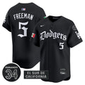 Men's Dodgers Mexico 2025 LA Gothic Style Vapor Premier Limited Jersey V2 - All Stitched - Black, Freddie Freeman