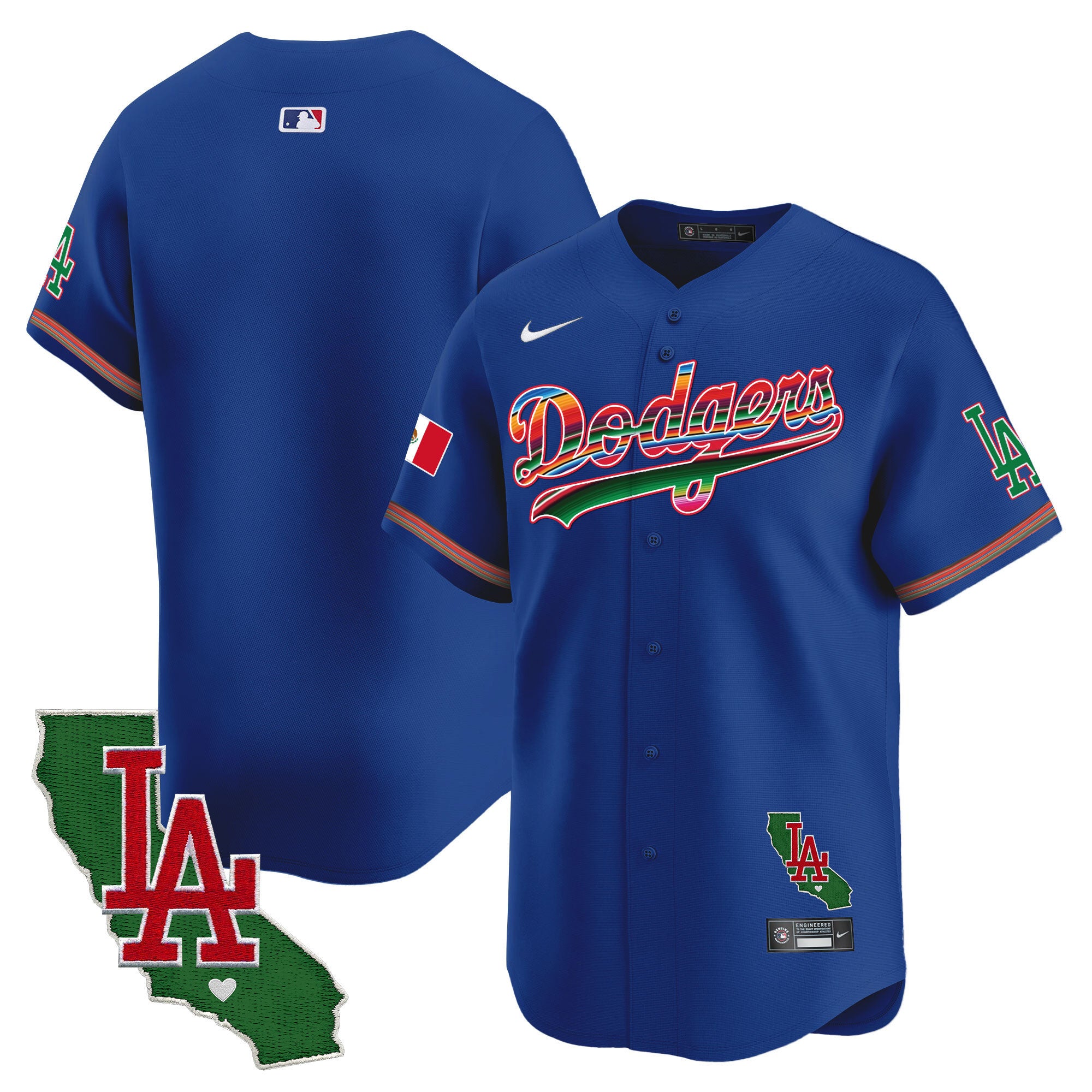 Men's Dodgers Mexico California Patch 2024 Vapor Premier Limited Jersey - All Stitched - Royal, Team