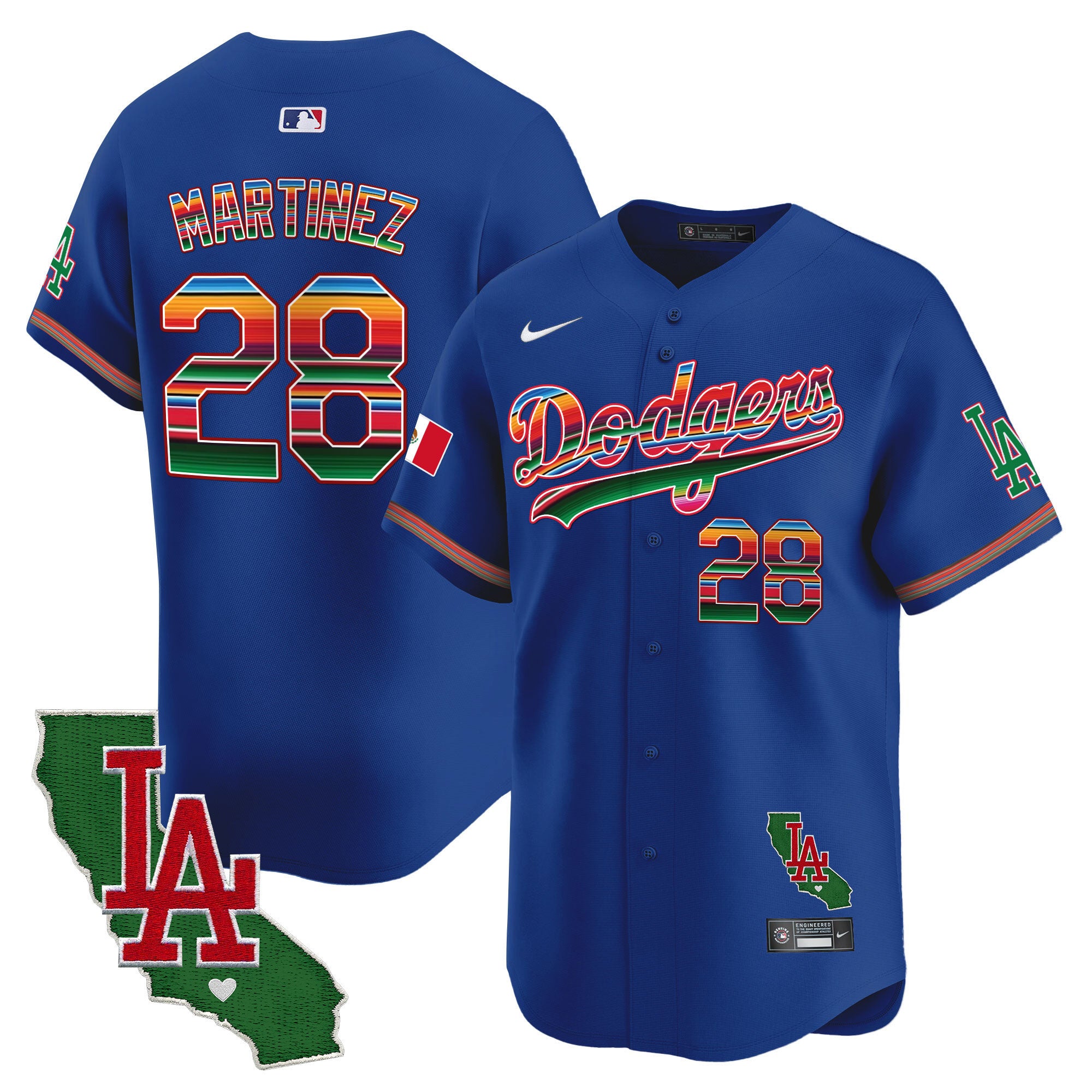Men's Dodgers Mexico California Patch 2024 Vapor Premier Limited Jersey - All Stitched - Royal, J.D. Martinez