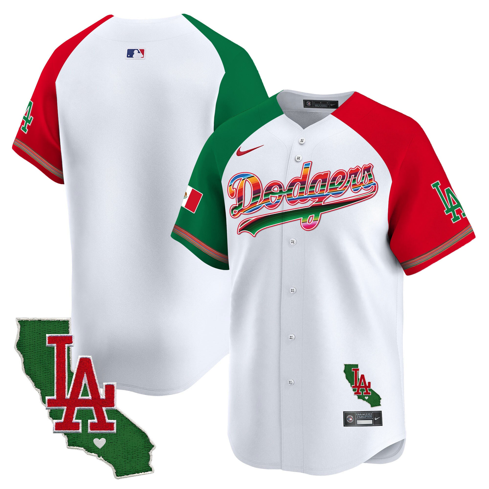 Men's Dodgers Mexico California Patch 2024 Vapor Premier Limited Jersey - All Stitched - Alternate, Team