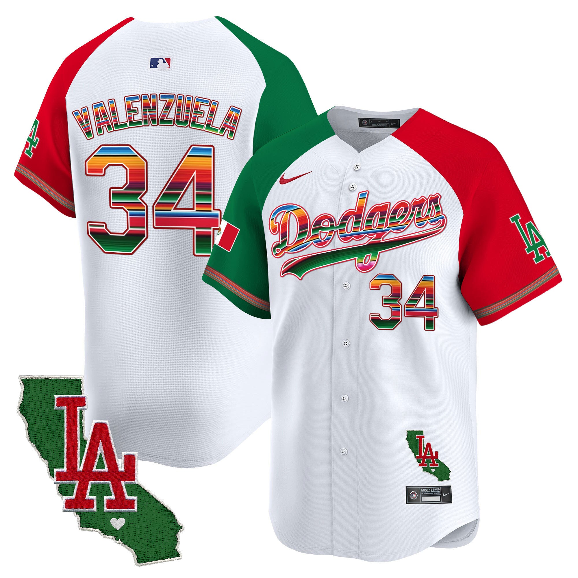 Men's Dodgers Mexico California Patch 2024 Vapor Premier Limited Jersey - All Stitched - Alternate, Fernando Valenzuela