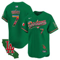 Men's Dodgers Mexico California Patch 2024 Vapor Premier Limited Jersey - All Stitched - Green, Julio Urías