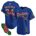 Men's Dodgers Mexico California Patch 2024 Vapor Premier Limited Jersey - All Stitched - Royal, Fernando Valenzuela