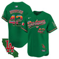Men's Dodgers Mexico California Patch 2024 Vapor Premier Limited Jersey - All Stitched - Green, Jackie Robinson