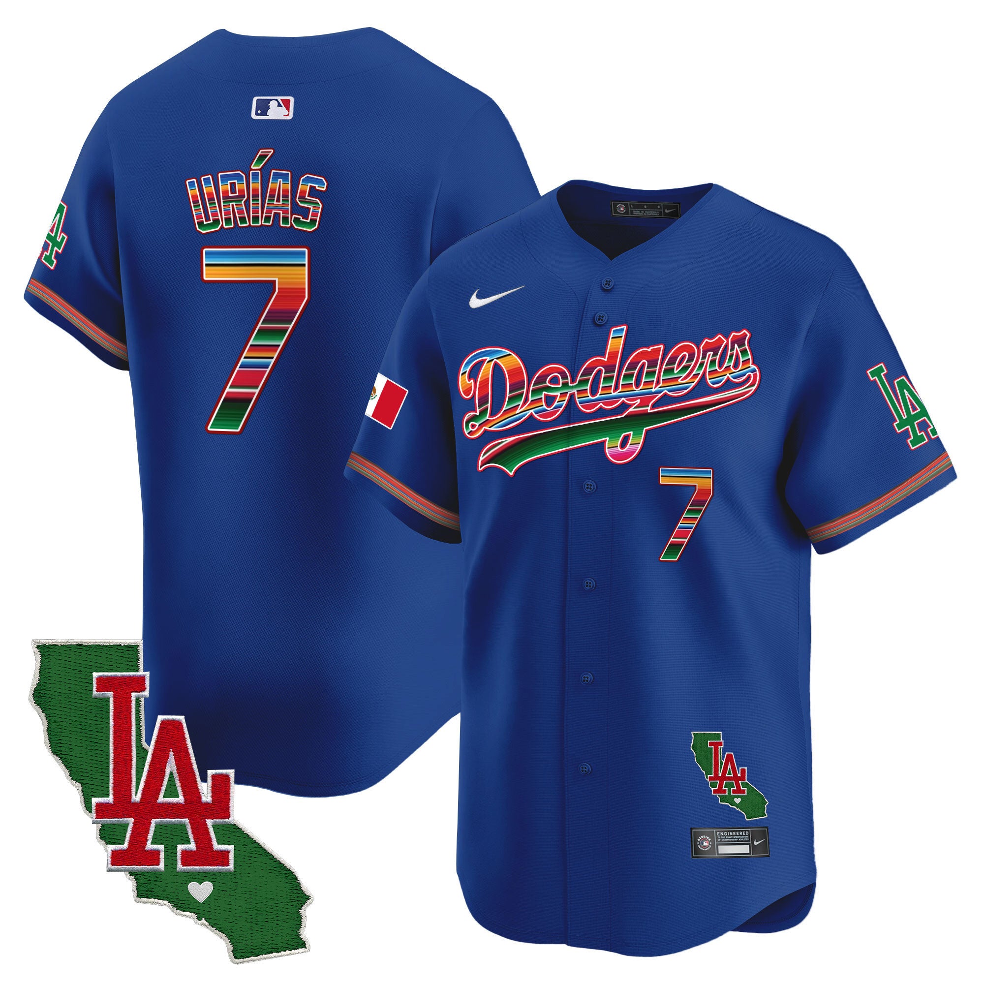 Men's Dodgers Mexico California Patch 2024 Vapor Premier Limited Jersey - All Stitched - Royal, Julio Urías