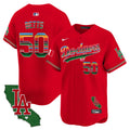 Men's Dodgers Mexico California Patch 2024 Vapor Premier Limited Jersey - All Stitched - Red, Mookie Betts