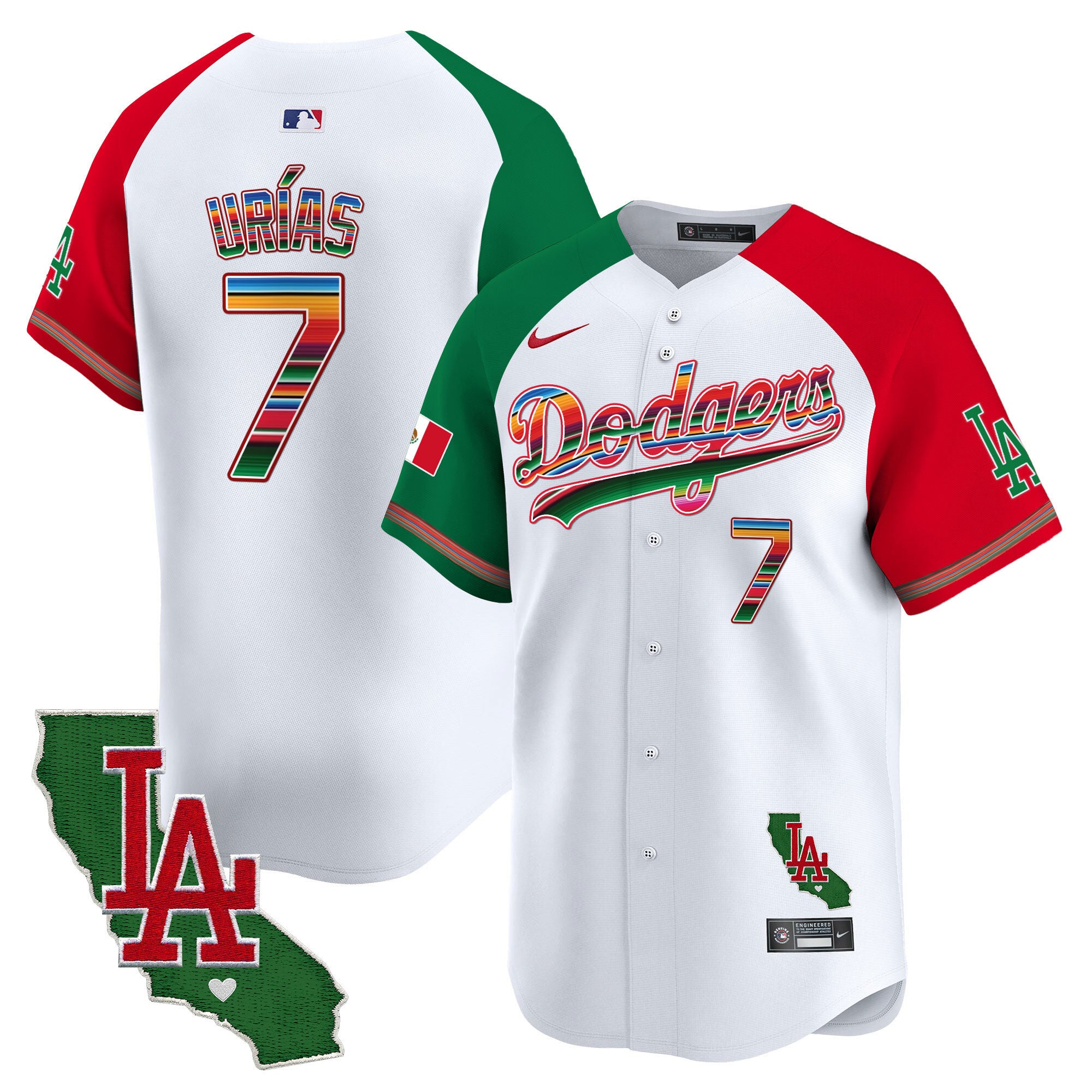 Men's Dodgers Mexico California Patch 2024 Vapor Premier Limited Jersey - All Stitched - Alternate, Julio Urías