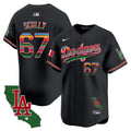 Men's Dodgers Mexico California Patch 2024 Vapor Premier Limited Jersey - All Stitched - Black, Vin Scully