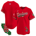 Men's Dodgers Mexico California Patch 2024 Vapor Premier Limited Jersey - All Stitched - Red, Team