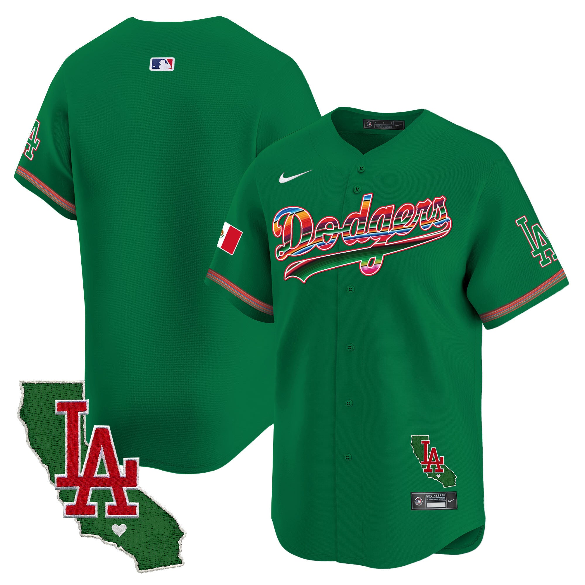 Men's Dodgers Mexico California Patch 2024 Vapor Premier Limited Jersey - All Stitched - Green, Team