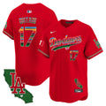 Men's Dodgers Mexico California Patch 2024 Vapor Premier Limited Jersey - All Stitched - Red, Shohei Ohtani