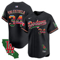 Men's Dodgers Mexico California Patch 2024 Vapor Premier Limited Jersey - All Stitched - Black, Fernando Valenzuela