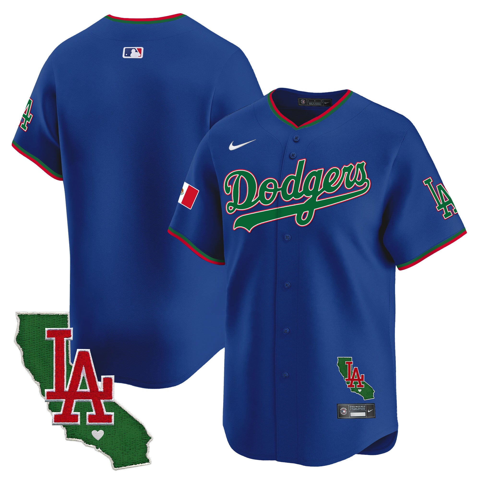 Men's Dodgers Mexico California Patch Vapor Premier Limited Jersey V4 - All Stitched - Royal, Team