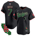Men's Dodgers Mexico California Patch Vapor Premier Limited Jersey V4 - All Stitched - Black, Julio Urías