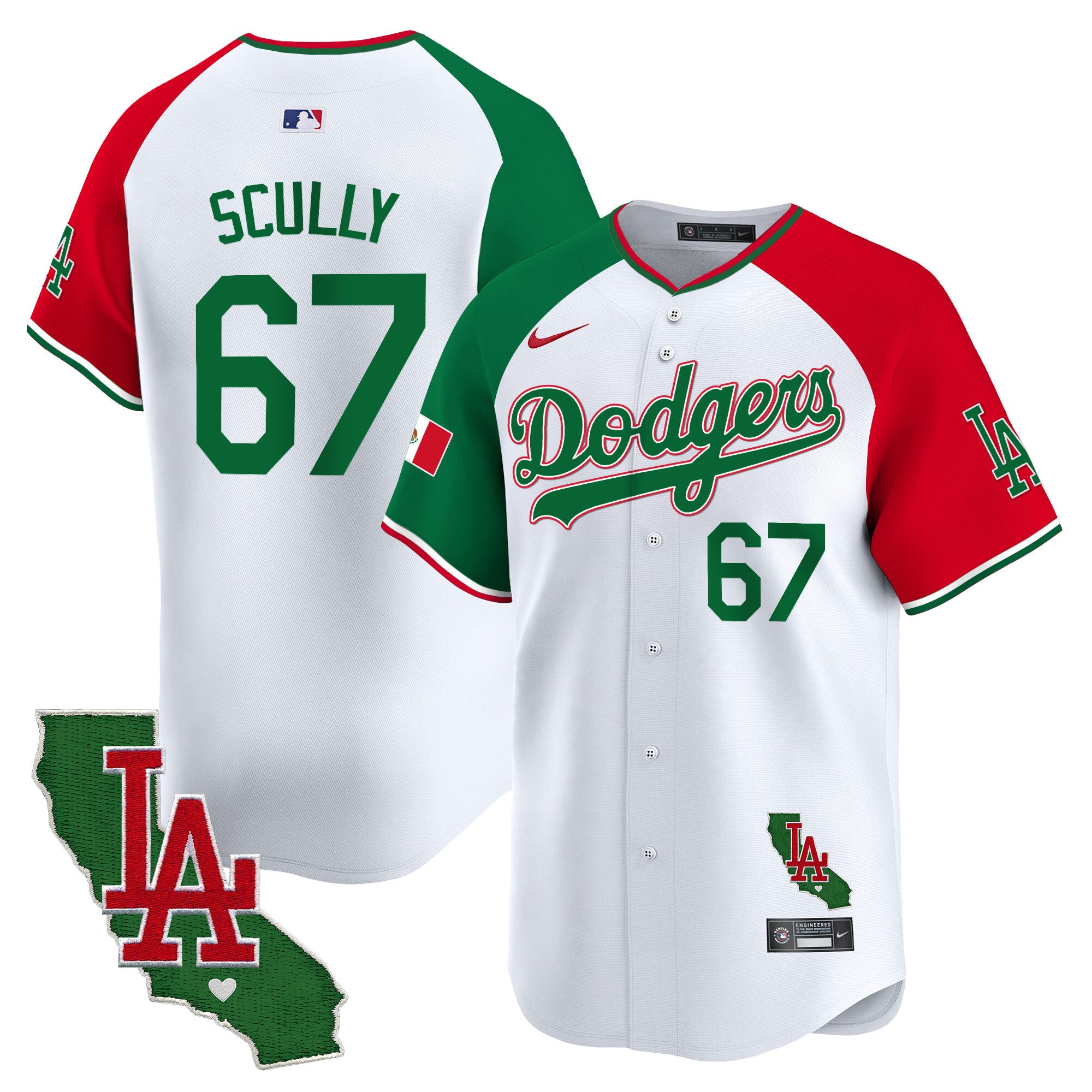 Men's Dodgers Mexico California Patch Vapor Premier Limited Jersey V4 - All Stitched - Alternate, Vin Scully