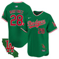 Men's Dodgers Mexico California Patch Vapor Premier Limited Jersey V4 - All Stitched - Green, J.D. Martinez