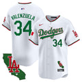 Men's Dodgers Mexico California Patch Vapor Premier Limited Jersey V4 - All Stitched - White, Fernando Valenzuela