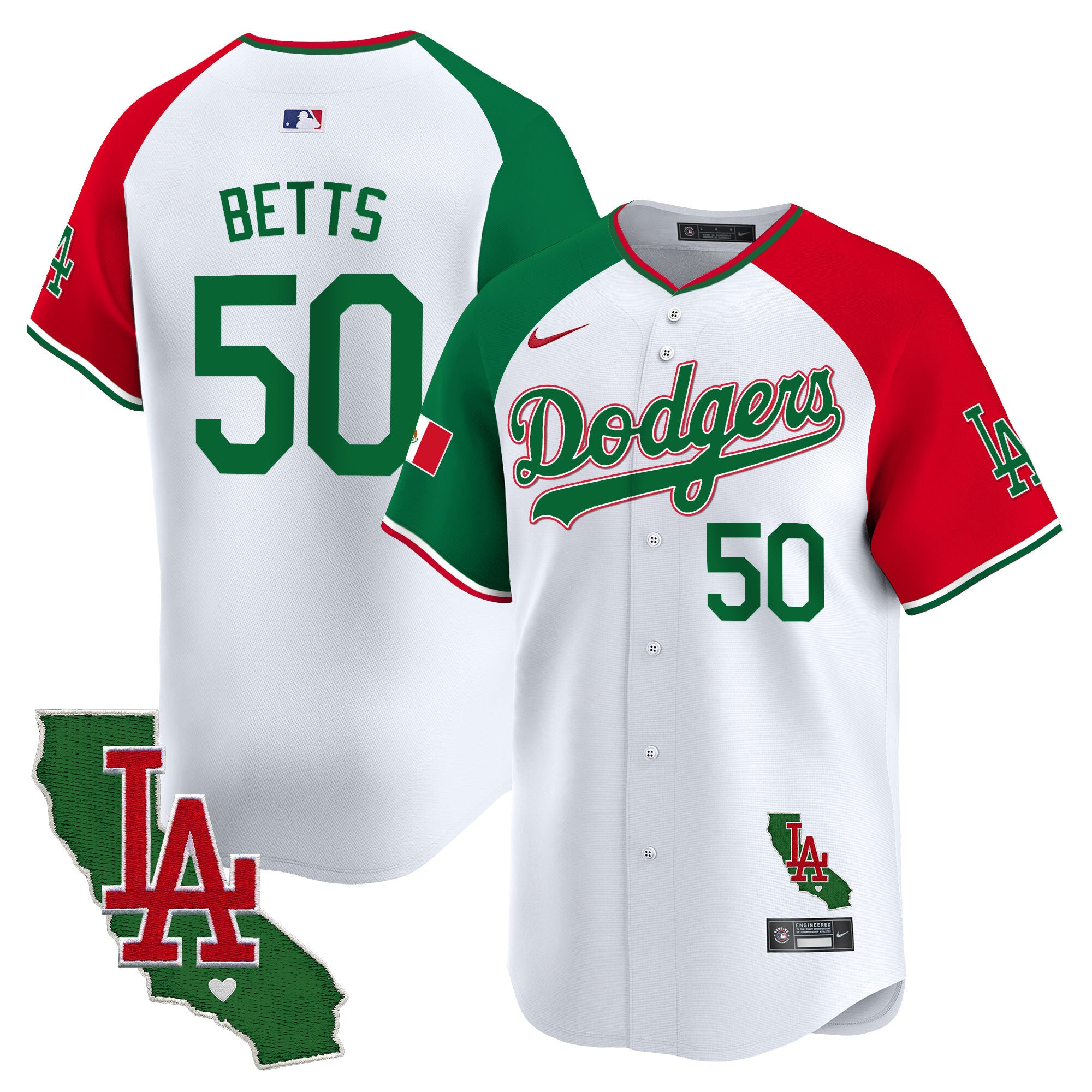 Men's Dodgers Mexico California Patch Vapor Premier Limited Jersey V4 - All Stitched - Alternate, Mookie Betts