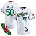 Men's Dodgers Mexico California Patch Vapor Premier Limited Jersey V4 - All Stitched - White, Mookie Betts