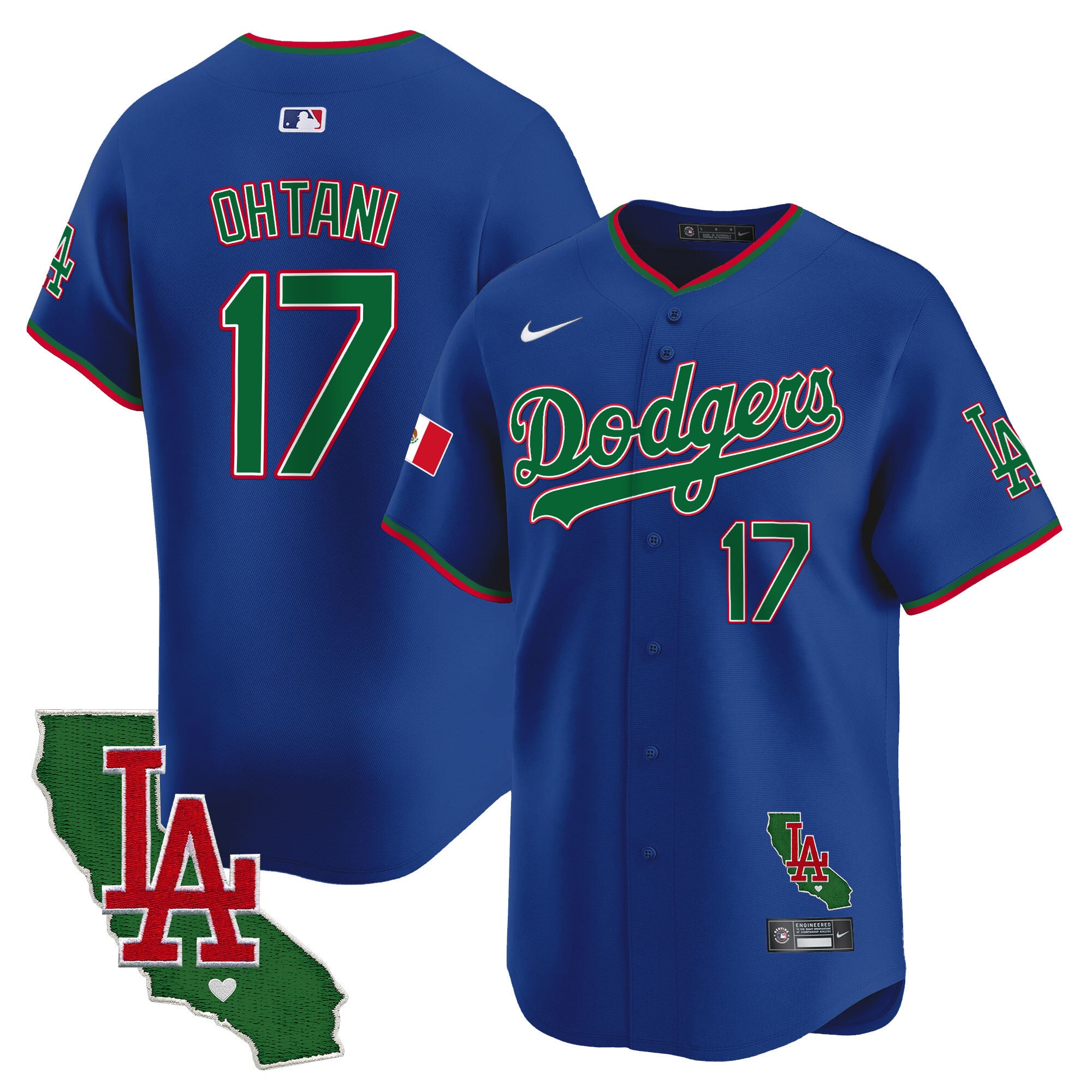 Men's Dodgers Mexico California Patch Vapor Premier Limited Jersey V4 - All Stitched - Royal, Shohei Ohtani