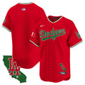 Men's Dodgers Mexico California Patch Vapor Premier Limited Jersey V4 - All Stitched - Red, Team