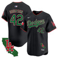 Men's Dodgers Mexico California Patch Vapor Premier Limited Jersey V4 - All Stitched - Black, Jackie Robinson