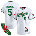Men's Dodgers Mexico California Patch Vapor Premier Limited Jersey V4 - All Stitched - White, Freddie Freeman