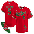 Men's Dodgers Mexico California Patch Vapor Premier Limited Jersey V4 - All Stitched - Red, Freddie Freeman