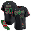 Men's Dodgers Mexico California Patch Vapor Premier Limited Jersey V4 - All Stitched - Black, Mookie Betts