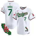 Men's Dodgers Mexico California Patch Vapor Premier Limited Jersey V4 - All Stitched - White, Julio Urías