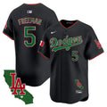 Men's Dodgers Mexico California Patch Vapor Premier Limited Jersey V4 - All Stitched - Black, Freddie Freeman
