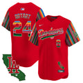 Men's Dodgers Mexico California Patch Vapor Premier Limited Jersey V5 - All Stitched - Red, Kobe Bryant