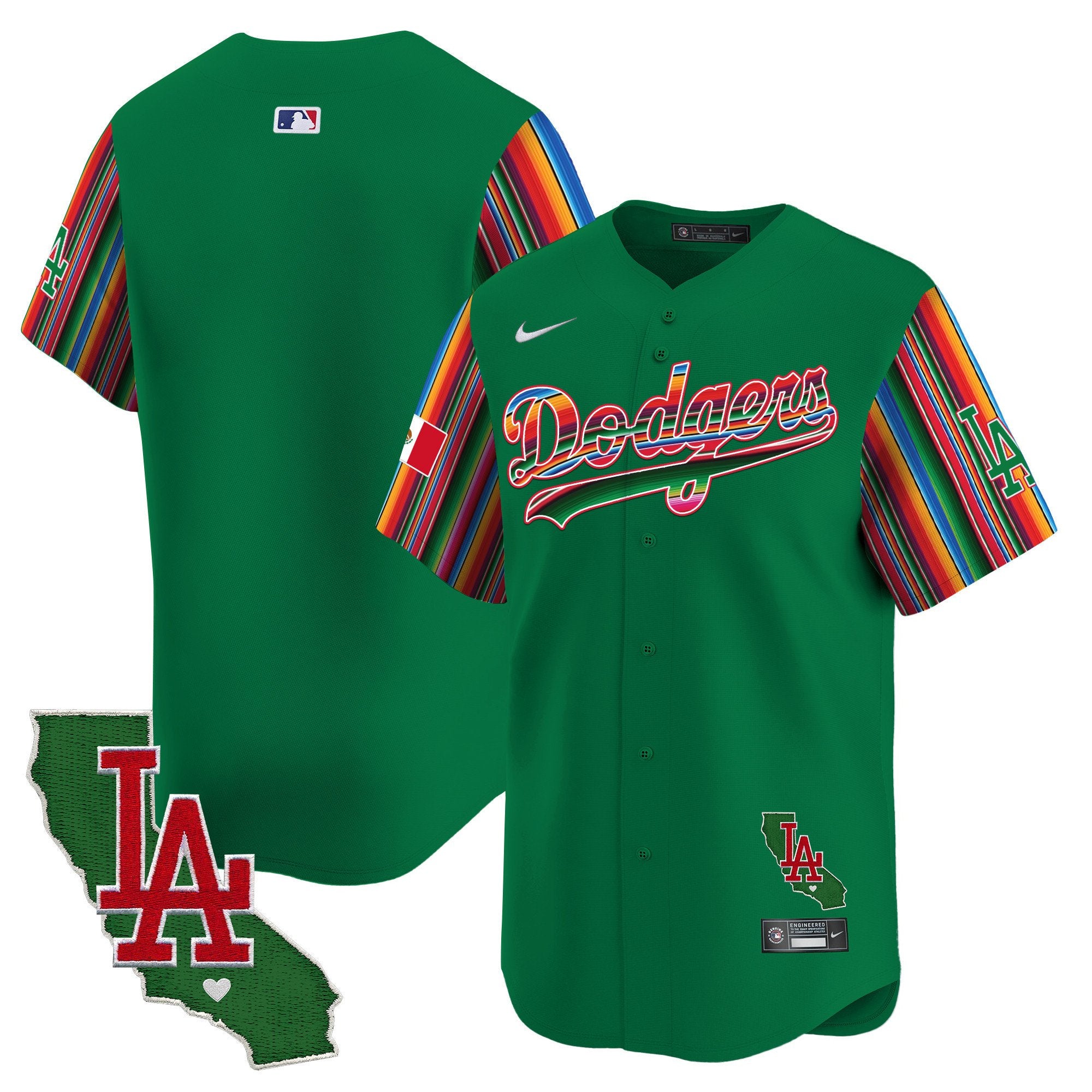 Men's Dodgers Mexico California Patch Vapor Premier Limited Jersey V5 - All Stitched - Green, Team