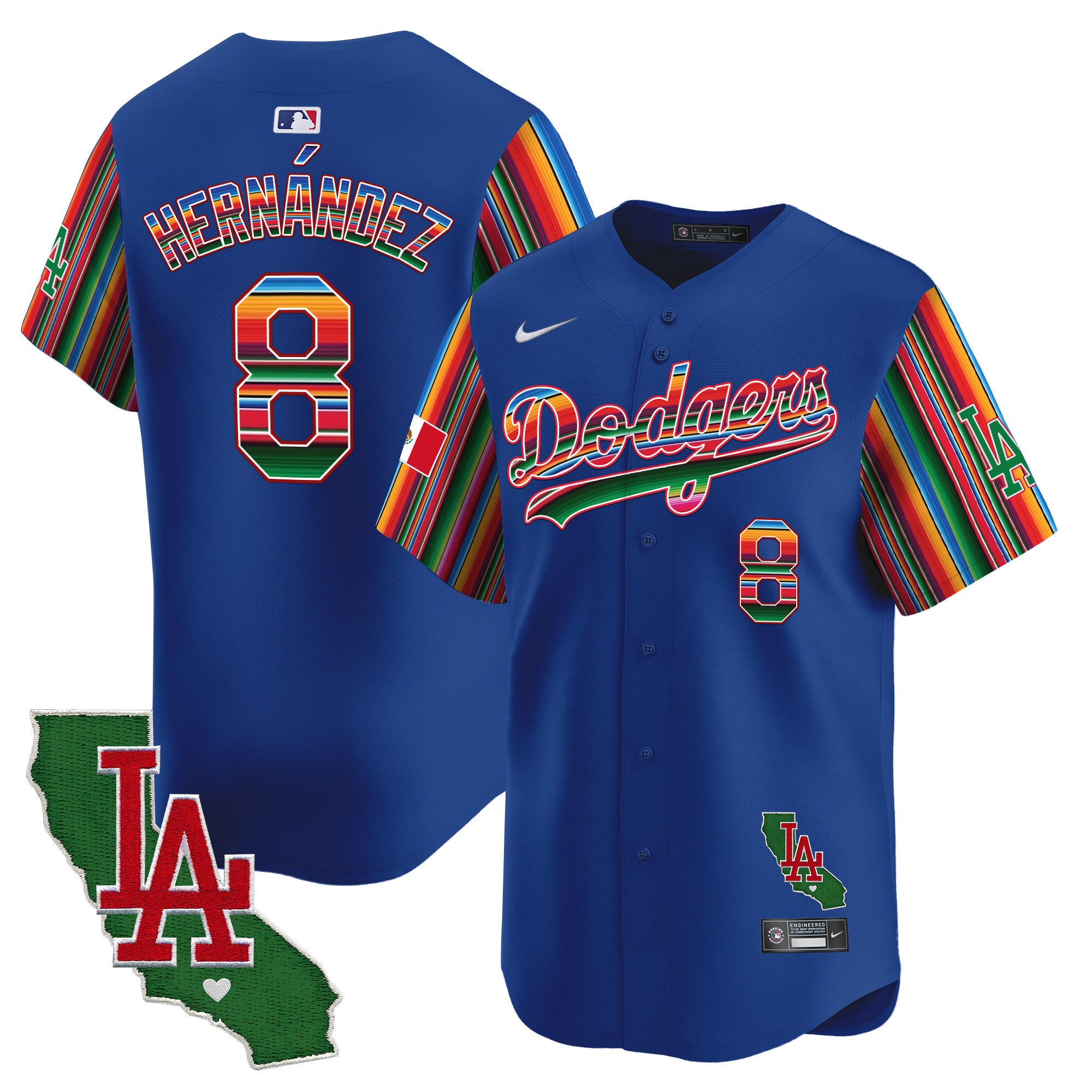 Men's Dodgers Mexico California Patch Vapor Premier Limited Jersey V5 - All Stitched - Royal, Kike Hernandez
