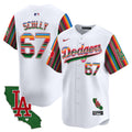 Men's Dodgers Mexico California Patch Vapor Premier Limited Jersey V5 - All Stitched - White, Vin Scully