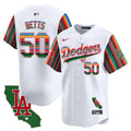 Men's Dodgers Mexico California Patch Vapor Premier Limited Jersey V5 - All Stitched - White, Mookie Betts