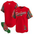 Men's Dodgers Mexico California Patch Vapor Premier Limited Jersey V5 - All Stitched - Red, Team