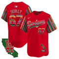 Men's Dodgers Mexico California Patch Vapor Premier Limited Jersey V5 - All Stitched - Red, Vin Scully