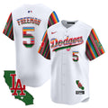 Men's Dodgers Mexico California Patch Vapor Premier Limited Jersey V5 - All Stitched - White, Freddie Freeman