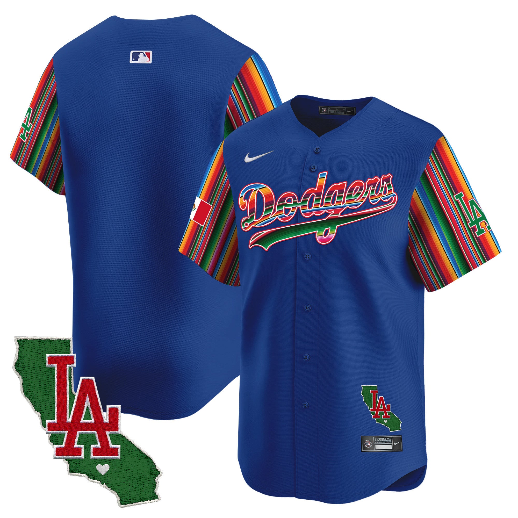 Men's Dodgers Mexico California Patch Vapor Premier Limited Jersey V5 - All Stitched - Royal, Team