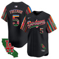 Men's Dodgers Mexico California Patch Vapor Premier Limited Jersey V5 - All Stitched - Black, Freddie Freeman