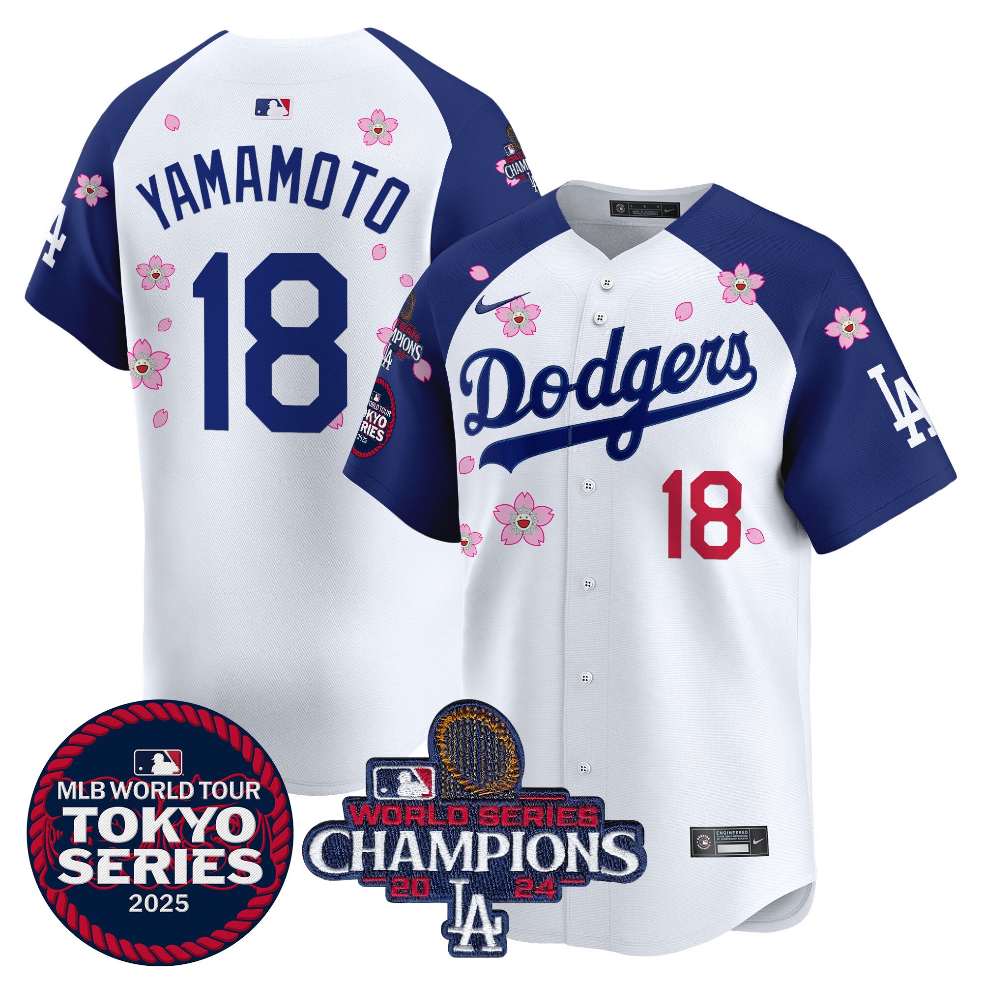 Men's Dodgers 2024 World Series Champions Patch Vapor Premier Limited Jersey V3 - All Stitched - White Gold, Mookie Betts